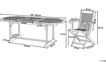 Maui Trädgårdsmöbelset Med Utebord+8 Utestolar - Trä/Natur - Utemöbler & utemiljö - Utegrupp - Matgrupp utomhus