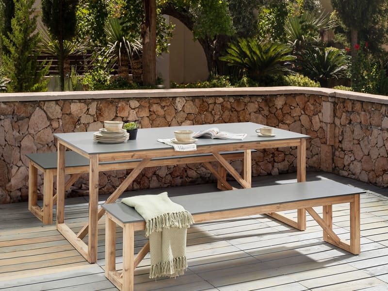 Matgrupp utomhus med Bänkar Notteri Betong - Grå/brun - Utemöbler & utemiljö - Utegrupp - Matgrupp utomhus