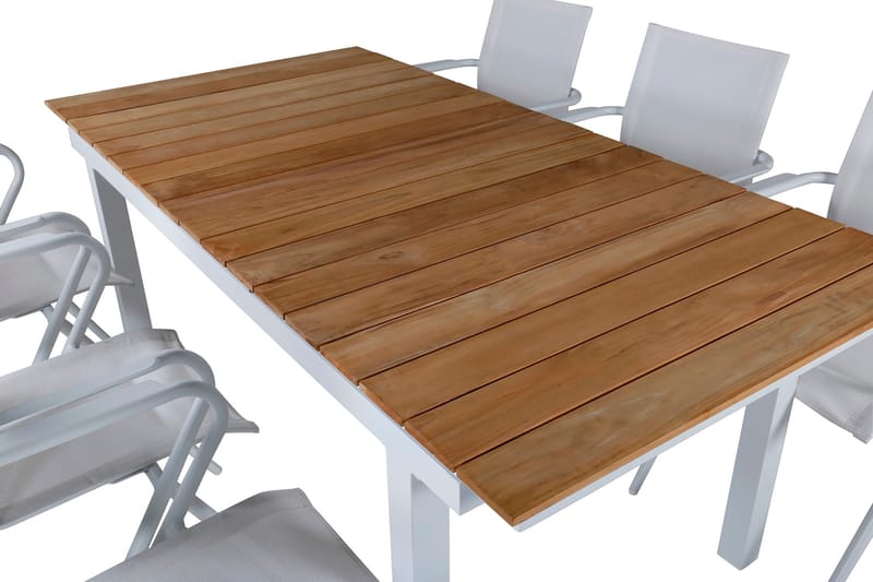 Mexico Förlängningsbar Matgrupp 180cm + 6 Alina Stolar Brun/ - Brun/Vit - Utemöbler & utemiljö - Utegrupp - Matgrupp utomhus