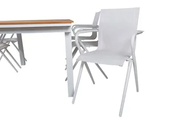 Mexico Förlängningsbar Matgrupp 180cm + 6 Alina Stolar Brun/ - Brun/Vit - Utemöbler & utemiljö - Utegrupp - Matgrupp utomhus