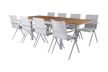 Mexico Förlängningsbar Matgrupp 180cm + 8 Alina Stolar Svart - Svart/Grå - Utemöbler & utemiljö - Utegrupp - Matgrupp utomhus