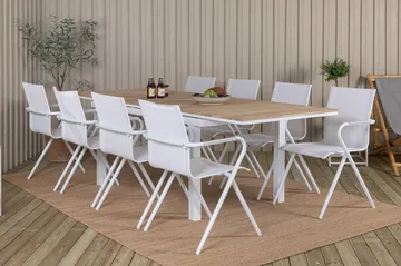 Mexico Förlängningsbar Matgrupp 180cm + 8 Alina Stolar Svart - Svart/Grå - Utemöbler & utemiljö - Utegrupp - Matgrupp utomhus