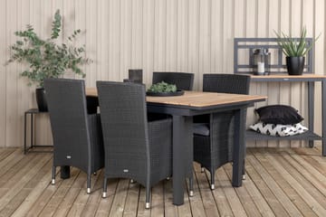 Mexico Förlängningsbar Matgrupp Utomhus 160-240cm + 4 Malin Utestolar S - Svart - Utemöbler & utemiljö - Utegrupp - Matgrupp utomhus
