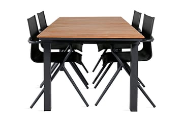 Mexico Förlängningsbar Matgrupp Utomhus 160cm + 4 Alina Stolar - Svart/Gul - Utemöbler & utemiljö - Utegrupp - Matgrupp utomhus