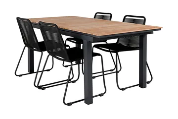 Mexico Förlängningsbar Matgrupp Utomhus 160cm + 4 Lindos Matstolar - Svart - Utemöbler & utemiljö - Utegrupp - Matgrupp utomhus