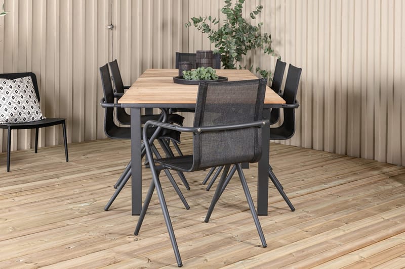 Mexico Förlängningsbar Matgrupp Utomhus 160cm + 6 Alina Stolar - Brun/Vit - Utemöbler & utemiljö - Utegrupp - Matgrupp utomhus