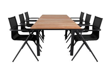 Mexico Förlängningsbar Matgrupp Utomhus 160cm + 6 Alina Stolar - Brun/Vit - Utemöbler & utemiljö - Utegrupp - Matgrupp utomhus