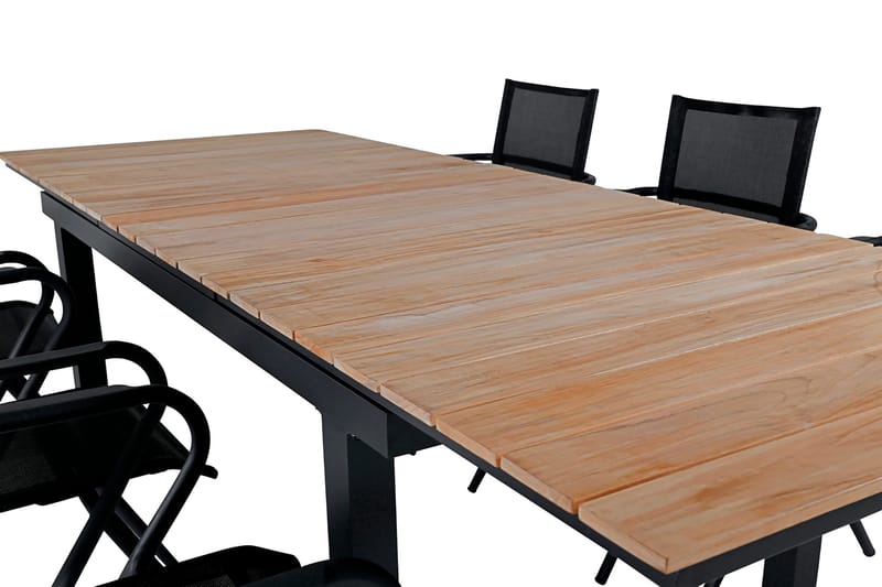 Mexico Förlängningsbar Matgrupp Utomhus 160cm + 6 Alina Stolar - Brun/Vit - Utemöbler & utemiljö - Utegrupp - Matgrupp utomhus