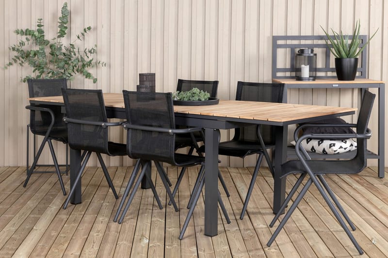 Mexico Förlängningsbar Matgrupp Utomhus 160cm + 6 Alina Stolar - Brun/Vit - Utemöbler & utemiljö - Utegrupp - Matgrupp utomhus