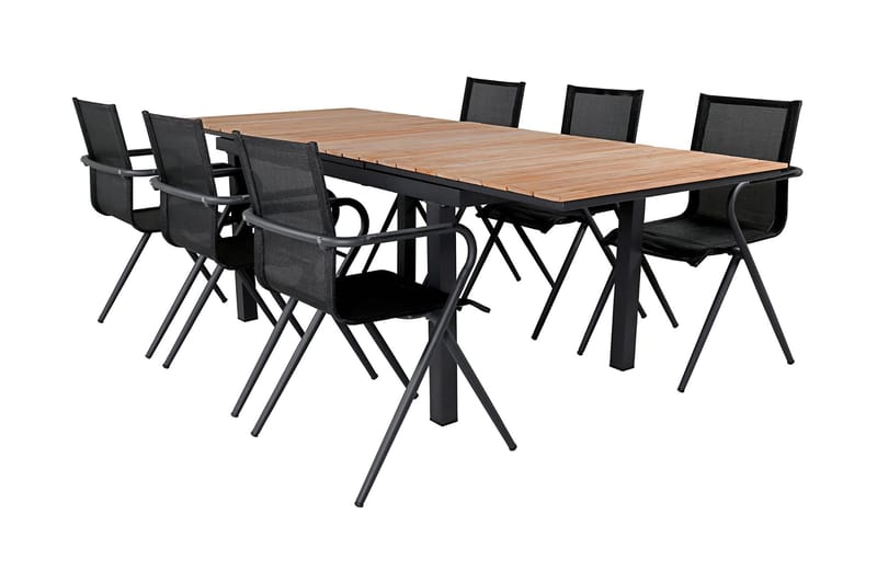 Mexico Förlängningsbar Matgrupp Utomhus 160cm + 6 Alina Stolar - Brun/Vit - Utemöbler & utemiljö - Utegrupp - Matgrupp utomhus