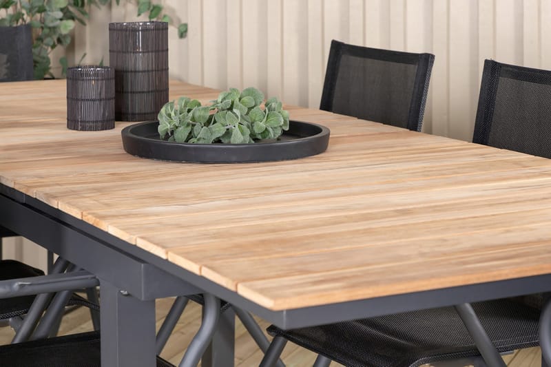 Mexico Förlängningsbar Matgrupp Utomhus 160cm + 6 Alina Stolar - Brun/Vit - Utemöbler & utemiljö - Utegrupp - Matgrupp utomhus