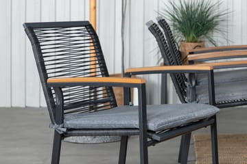 Mexico Förlängningsbar Matgrupp Utomhus 160cm + 6 Dallas Stolar - Brun/Svart - Utemöbler & utemiljö - Utegrupp - Matgrupp utomhus