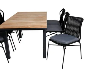 Mexico Förlängningsbar Matgrupp Utomhus 160cm + 6 Julian Stolar - Brun/Svart - Utemöbler & utemiljö - Utegrupp - Matgrupp utomhus