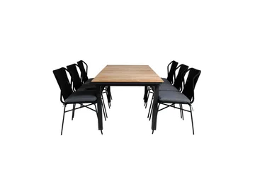 Mexico Förlängningsbar Matgrupp Utomhus 160cm + 6 Julian Stolar - Brun/Svart - Utemöbler & utemiljö - Utegrupp - Matgrupp utomhus