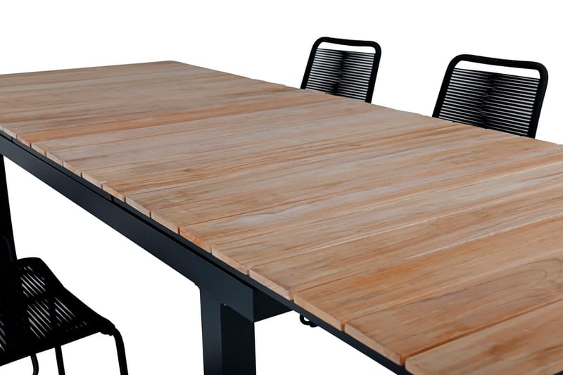 Mexico Förlängningsbar Matgrupp Utomhus 160cm + 6 Lindos Matstolar - Svart - Utemöbler & utemiljö - Utegrupp - Matgrupp utomhus