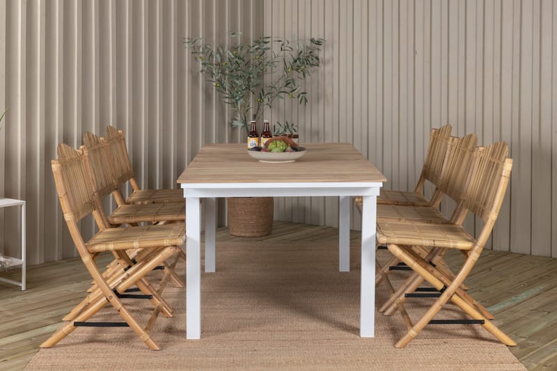 Mexico Förlängningsbar Matgrupp Utomhus 180-240cm + 6 Cane Stolar - Svart - Utemöbler & utemiljö - Utegrupp - Matgrupp utomhus