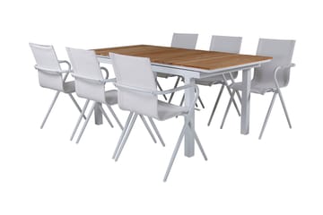 Mexico Förlängningsbar Matgrupp Utomhus 180cm + 6 Alina Stolar - Brun/Vit - Utemöbler & utemiljö - Utegrupp - Matgrupp utomhus