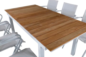 Mexico Förlängningsbar Matgrupp Utomhus 180cm + 6 Alina Stolar - Brun/Vit - Utemöbler & utemiljö - Utegrupp - Matgrupp utomhus