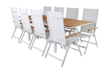 Mexico Förlängningsbar Matgrupp Utomhus 180cm + 8 Panama Stolar - Svart/Grå - Utemöbler & utemiljö - Utegrupp - Matgrupp utomhus