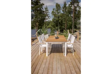 Mexico Matgrupp 200cm + 6 Texas Karmstolar Svart/Grå - Svart/Grå - Utemöbler & utemiljö - Utegrupp - Matgrupp utomhus