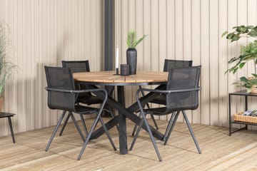 Mexico Matgrupp Utomhus Rund Ø140cm + 4 Alina Matstolar - Brun/Vit - Utemöbler & utemiljö - Utegrupp - Matgrupp utomhus