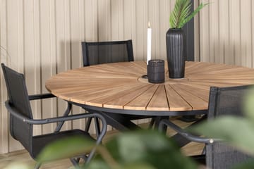 Mexico Matgrupp Utomhus Rund Ø140cm + 4 Alina Matstolar - Brun/Vit - Utemöbler & utemiljö - Utegrupp - Matgrupp utomhus