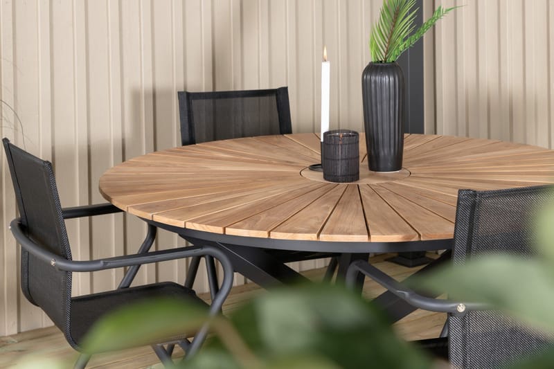 Mexico Matgrupp Utomhus Rund Ø140cm + 4 Alina Matstolar - Brun/Vit - Utemöbler & utemiljö - Utegrupp - Matgrupp utomhus