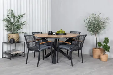 Mexico Matgrupp Utomhus Rund Ø140cm + 4 Dallas Matstolar - Svart - Utemöbler & utemiljö - Utegrupp - Matgrupp utomhus