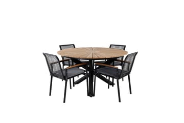 Mexico Matgrupp Utomhus Rund Ø140cm + 4 Dallas Matstolar - Svart - Utemöbler & utemiljö - Utegrupp - Matgrupp utomhus