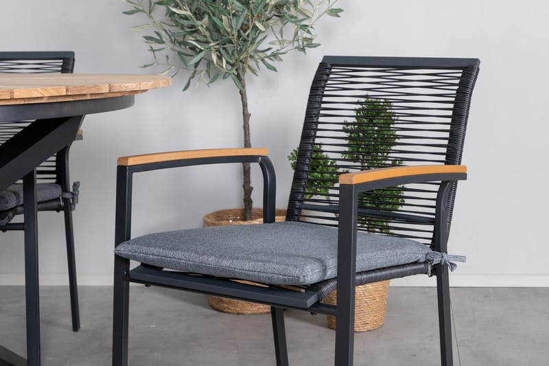 Mexico Matgrupp Utomhus Rund Ø140cm + 4 Dallas Matstolar - Svart - Utemöbler & utemiljö - Utegrupp - Matgrupp utomhus