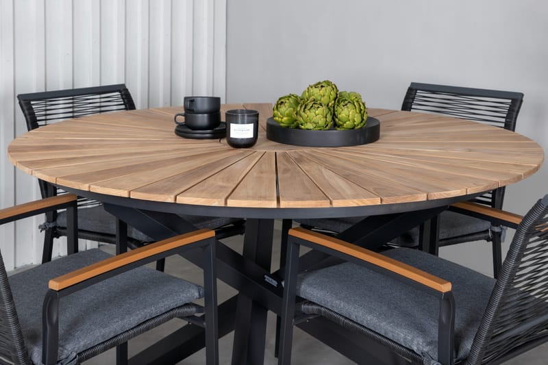 Mexico Matgrupp Utomhus Rund Ø140cm + 4 Dallas Matstolar - Svart - Utemöbler & utemiljö - Utegrupp - Matgrupp utomhus