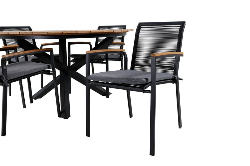 Mexico Matgrupp Utomhus Rund Ø140cm + 4 Dallas Matstolar - Svart - Utemöbler & utemiljö - Utegrupp - Matgrupp utomhus