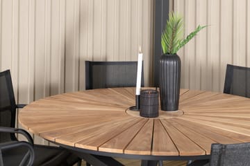 Mexico Matgrupp Utomhus Rund Ø140cm + 6 Alina Matstolar - Svart/Natur - Utemöbler & utemiljö - Utegrupp - Matgrupp utomhus