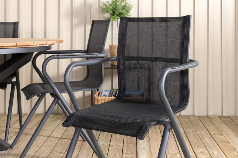 Mexico Matgrupp Utomhus Rund Ø140cm + 6 Alina Matstolar - Svart/Natur - Utemöbler & utemiljö - Utegrupp - Matgrupp utomhus