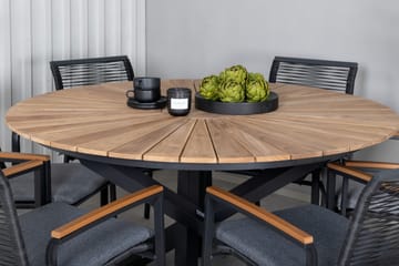Mexico Matgrupp Utomhus Rund Ø140cm + 6 Dallas Matstolar - Svart - Utemöbler & utemiljö - Utegrupp - Matgrupp utomhus