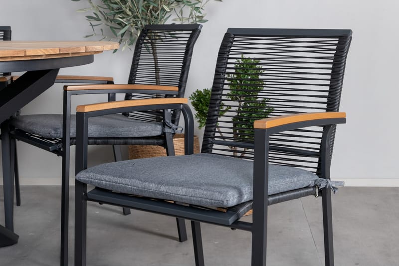 Mexico Matgrupp Utomhus Rund Ø140cm + 6 Dallas Matstolar - Svart - Utemöbler & utemiljö - Utegrupp - Matgrupp utomhus