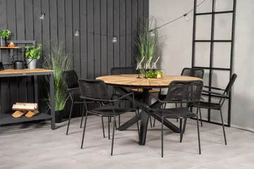 Mexico Matgrupp Utomhus Rund Ø140cm + 6 Lindos Karmstolar - Svart - Utemöbler & utemiljö - Utegrupp - Matgrupp utomhus