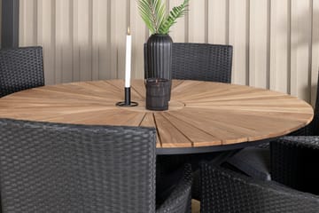 Mexico Matgrupp Utomhus Rund Ø140cm + 6 Malin Karmstolar Utomhus - Svart - Utemöbler & utemiljö - Utegrupp - Matgrupp utomhus
