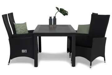 Monaco Matgrupp 152-210 + 4 Jenny Ställbar Fåtölj m Dyna - Svart - Utemöbler & utemiljö - Utegrupp - Matgrupp utomhus