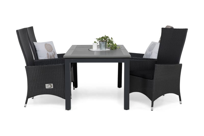 Monaco Matgrupp 152-210 + 4 Jenny Ställbar Fåtölj m Dyna, Svart