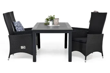 Monaco Matgrupp 152-210 + 4 Jenny Ställbar Fåtölj m Dyna - Svart/Grå - Utemöbler & utemiljö - Utegrupp - Matgrupp utomhus