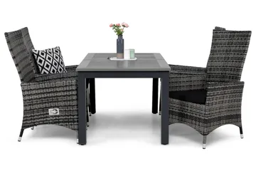 Monaco Matgrupp Utomhus 152-210 + 4 Jenny Ställbar Fåtölj m Dyna - Grå/Svart - Utemöbler & utemiljö - Utegrupp - Matgrupp utomhus