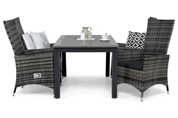Monaco Matgrupp Utomhus 152-210 + 4 Jenny Ställbar Fåtölj m Dyna - Svart/Grå - Utemöbler & utemiljö - Utegrupp - Matgrupp utomhus