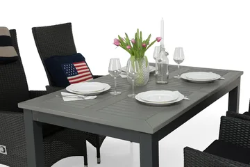 Monaco Matgrupp Utomhus 152-210 + 4 Jenny Ställbar Fåtölj - Svart - Utemöbler & utemiljö - Utegrupp - Matgrupp utomhus