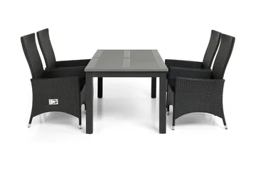 Monaco Matgrupp Utomhus 152-210 + 4 Jenny Ställbar Fåtölj - Svart - Utemöbler & utemiljö - Utegrupp - Matgrupp utomhus