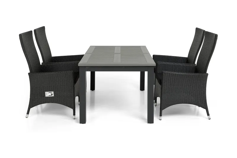 Monaco Matgrupp Utomhus 152-210 + 4 Jenny Ställbar Fåtölj - Svart - Utemöbler & utemiljö - Utegrupp - Matgrupp utomhus