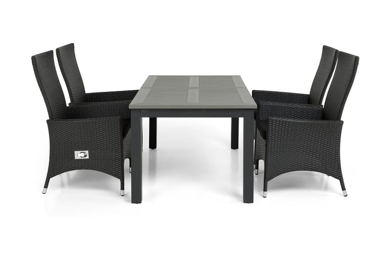 Monaco Matgrupp Utomhus 152-210 + 4 Jenny Ställbar Fåtölj - Svart - Utemöbler & utemiljö - Utegrupp - Matgrupp utomhus