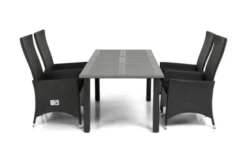 Monaco Matgrupp Utomhus 152-210 + 4 Jenny Ställbar Fåtölj - Svart - Utemöbler & utemiljö - Utegrupp - Matgrupp utomhus