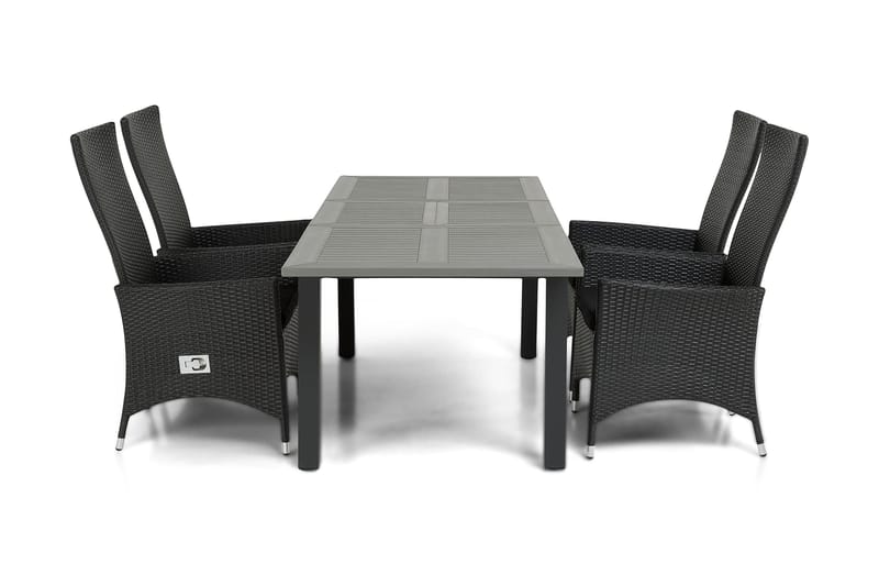 Monaco Matgrupp Utomhus 152-210 + 4 Jenny Ställbar Fåtölj, Svart