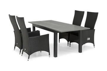 Monaco Matgrupp Utomhus 152-210 + 4 Jenny Ställbar Fåtölj - Svart - Utemöbler & utemiljö - Utegrupp - Matgrupp utomhus